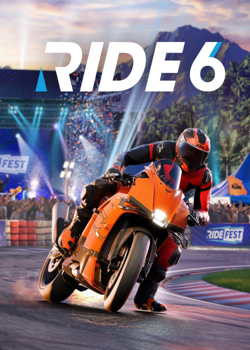 Portada de RIDE 6 con una motocicleta de alta cilindrada en un circuito iluminado