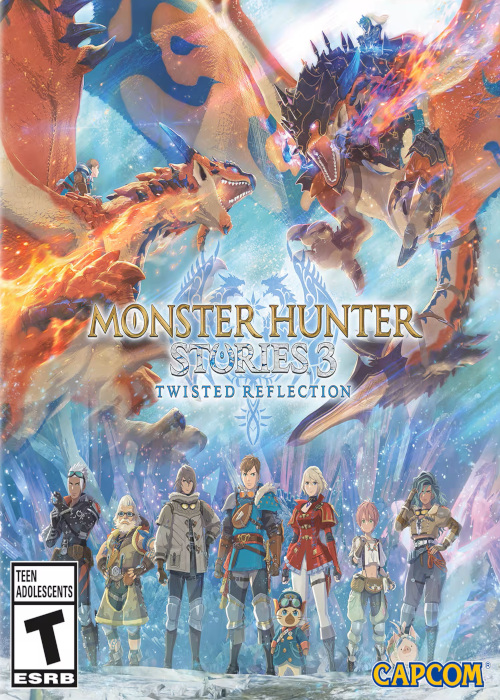 Portada de Monster Hunter Stories 3 mostrando a un Rider con su Monstie principal