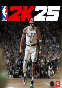 Portada oficial de NBA 2K25 para PC mostrando a una estrella del baloncesto en acción