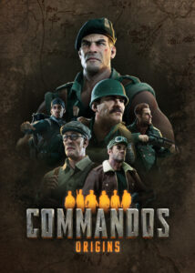 Portada oficial del juego Commandos Origins para PC mostrando al Boina Verde y otros comandos listos para la acción