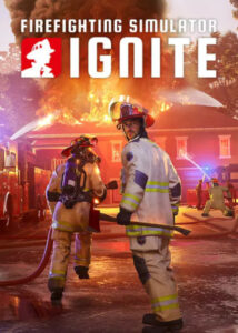 Portada de Firefighting Simulator Ignite para PC con bombero frente a camión oficial