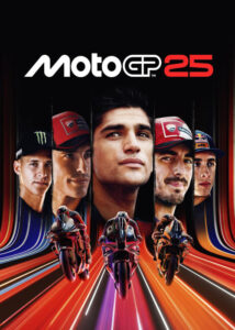 Piloto oficial de MotoGP 25 inclinando la moto en una curva cerrada en PC