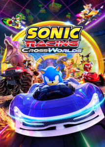 Sonic el erizo pilotando un bólido azul en Sonic Racing CrossWorlds para PC