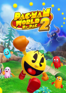 PAC-MAN saltando sobre una plataforma flotante en el mundo 3D de Re-PAC 2