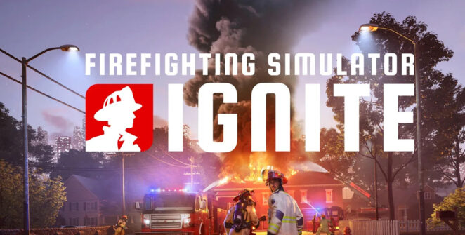 Firefighting Simulator Ignite portada oficial con bombero en acción