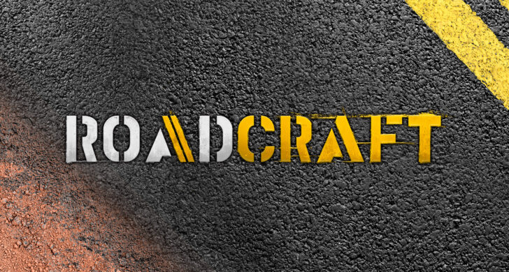 ROADCRAFT – vista panorámica de un vehículo todoterreno conduciendo por un paisaje abierto con montañas y ríos.
