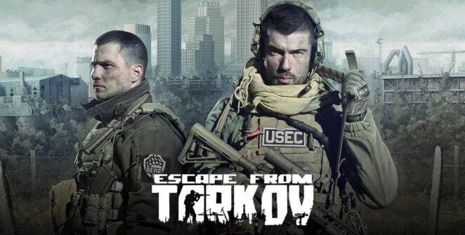 Imagen destacada de Escape from Tarkov con soldados listos para el combate, representando el realismo táctico del juego.