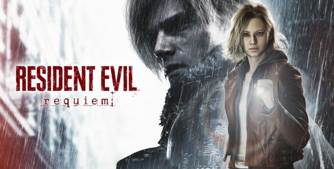 Leon S. Kennedy frente a una mansión neogótica bajo la lluvia en Resident Evil Requiem