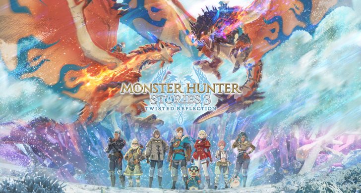 Un jinete sobre un Rathalos sobrevolando paisajes vibrantes en Monster Hunter Stories 3